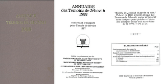 Dates et eschatologie des Témoins de la Watchtower et du Collège central Annuaire_1988