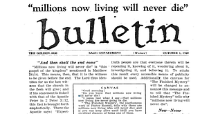 Dates et eschatologie des Témoins de la Watchtower et du Collège central Bulletin_1_octobre_1920