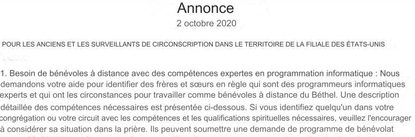 Dons et finances de la Watchtower Education-annoucement-bethel-volunteers-it-2-oct-2020_fr